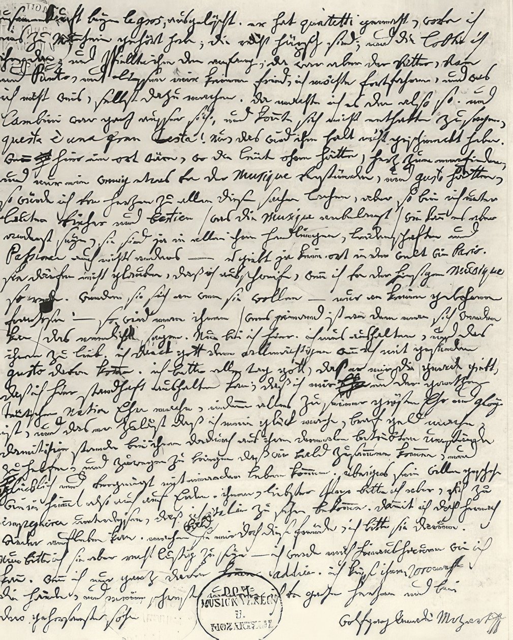 Autograf listu od Mozarta autorstwa Wolfgang Amadeus Mozart