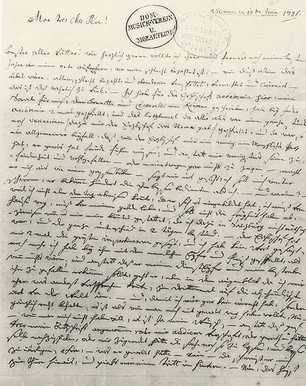 Odręczny list do ojca. Wiedeń 13 czerwca 1781 autorstwa Wolfgang Amadeus Mozart