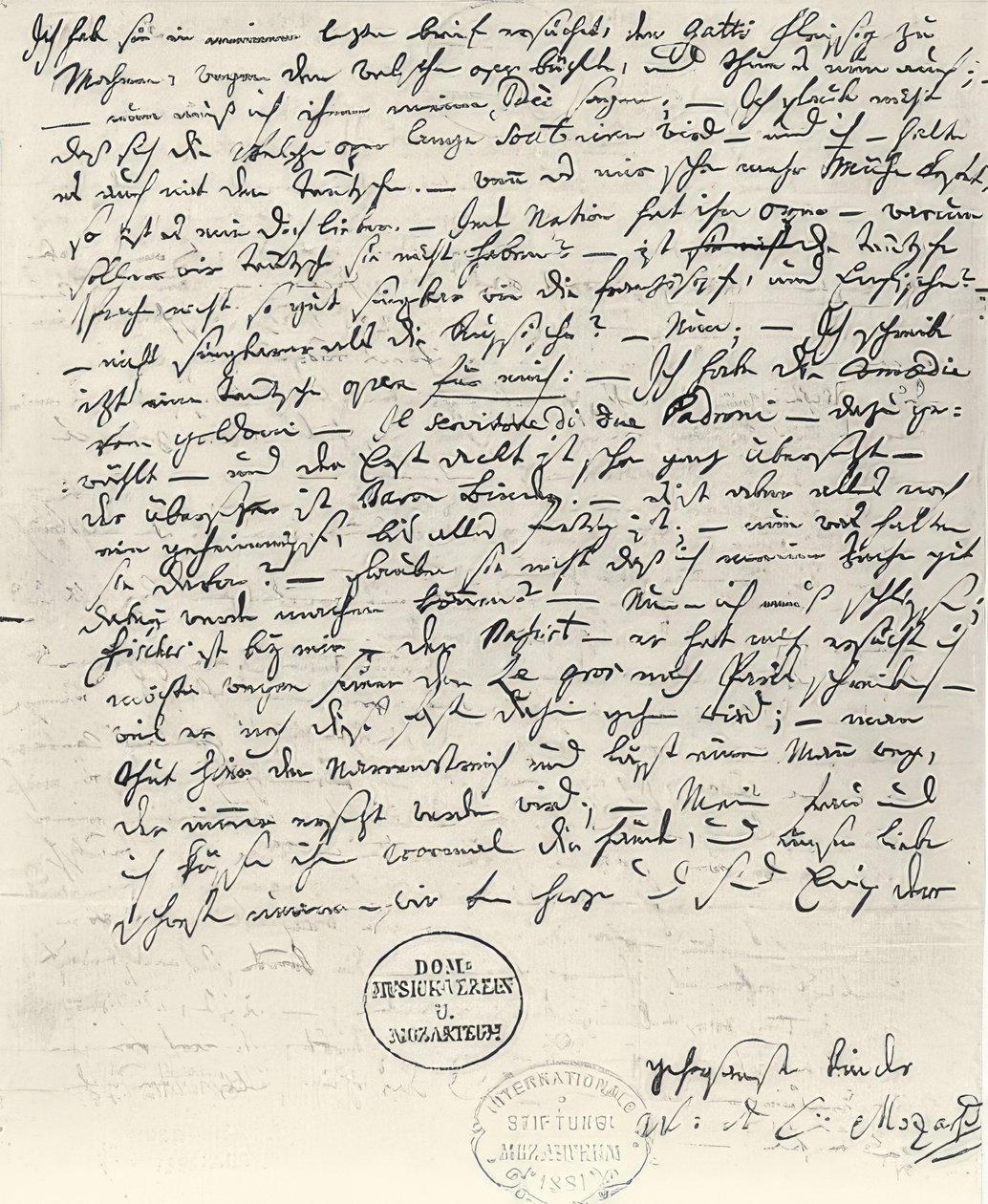 Odręczny list od Wolfganga Amadeusza Mozarta autorstwa Wolfgang Amadeus Mozart