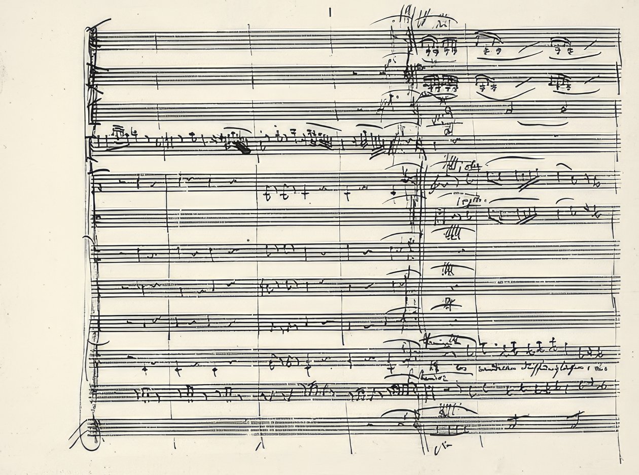 Wolfgang Amadeus Mozart (1756-1791) austriacki kompozytor. Autograf zakończenia Muzyki ognia i początku duetu Pamina i Tamino ( Wir wandelten durch Feuers Gluten ) z Czarodziejskiego fletu. 1791 autorstwa Wolfgang Amadeus Mozart