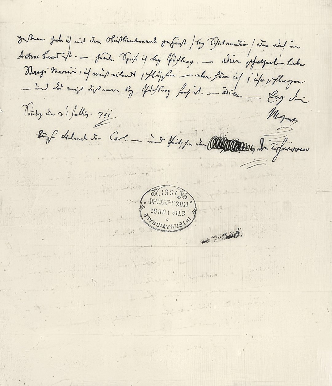 Wolfgang Amadeus Mozart (1756-1791) kompozytor austriacki. Odręcznie napisany list do żony Constanze. 31 lipca 1791 r autorstwa Wolfgang Amadeus Mozart