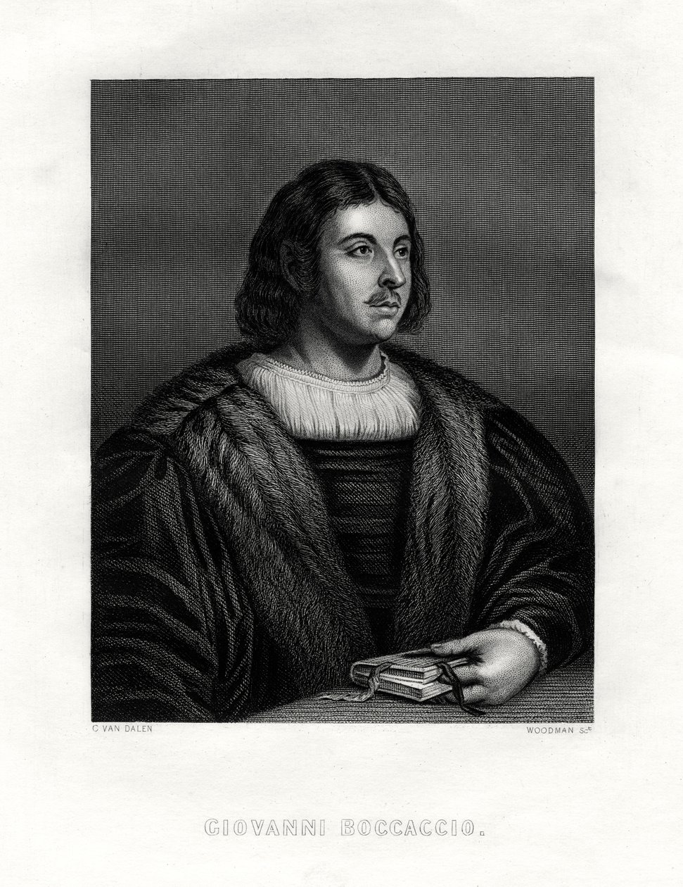 Giovanni Boccaccio, włoski pisarz i poeta, XIX wiek. autorstwa Woodman
