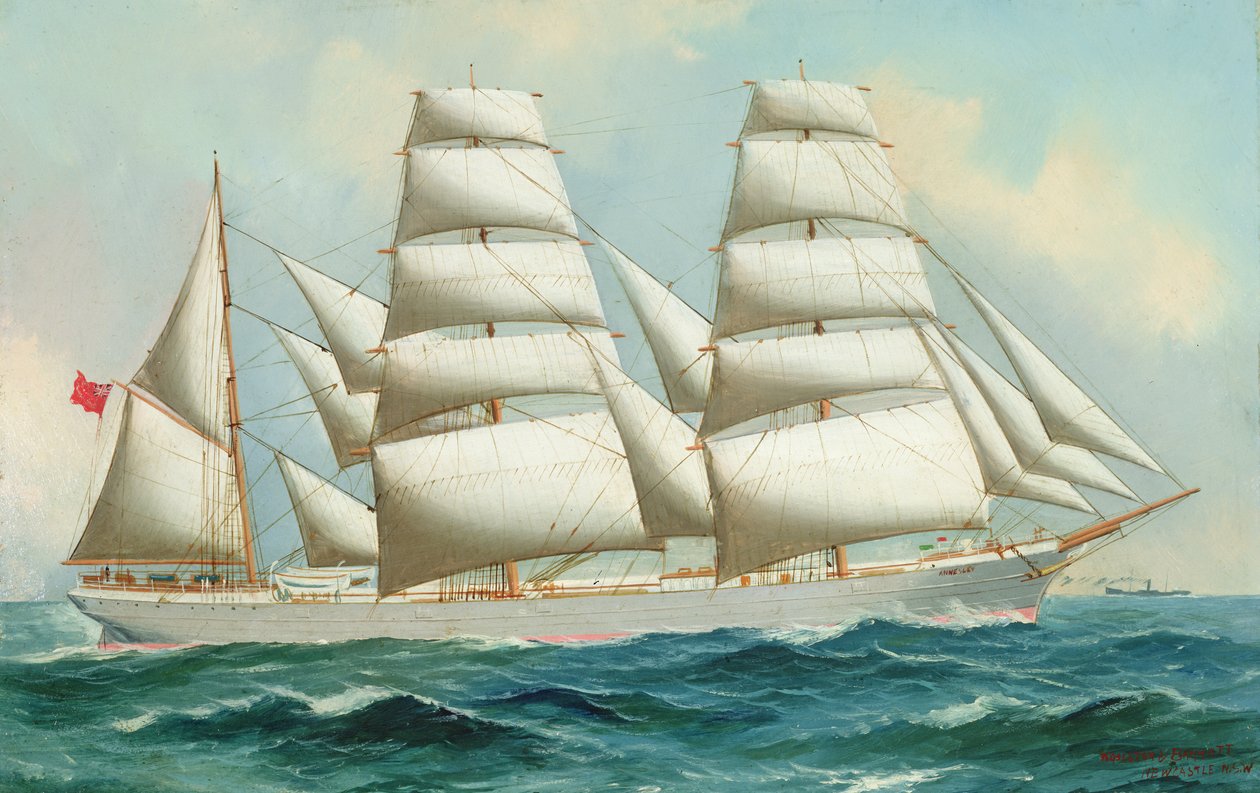 Three Masted Barque Annesley (olej na papierze) autorstwa Woolston Barratt