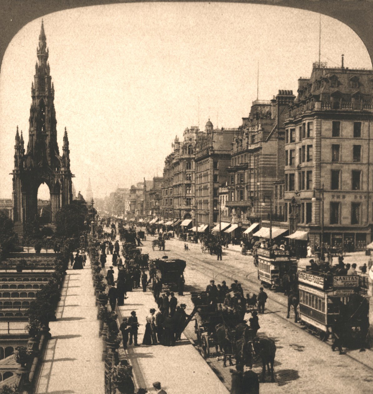 Princes Street, Edynburg, 1896. autorstwa Works and Sun Sculpture Studios