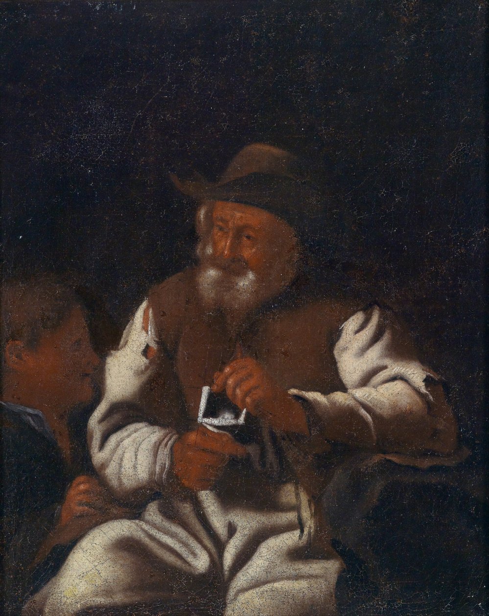 Stary człowiek robi na drutach autorstwa Workshop of Michiel Sweerts