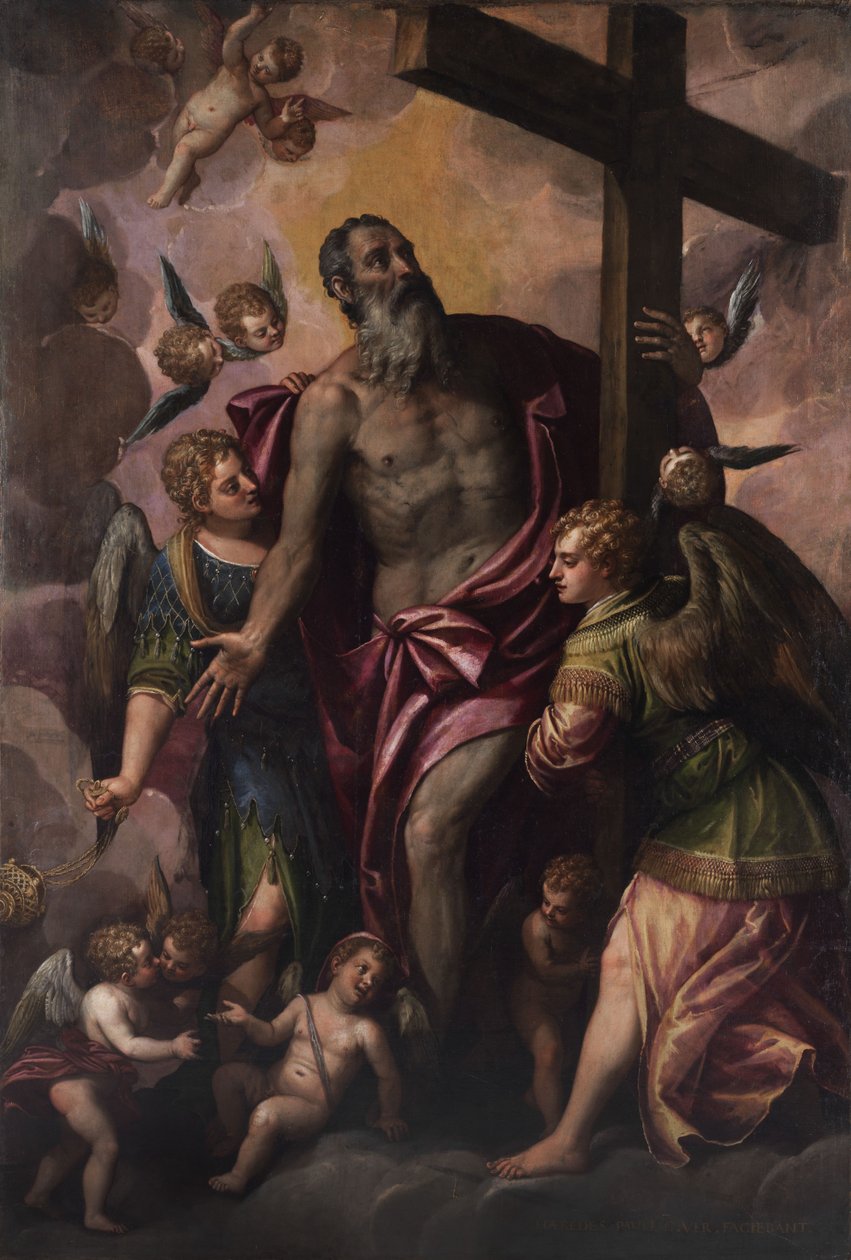 Bóg Ojciec trzyma krzyż swojego Syna autorstwa Workshop of Paolo Veronese