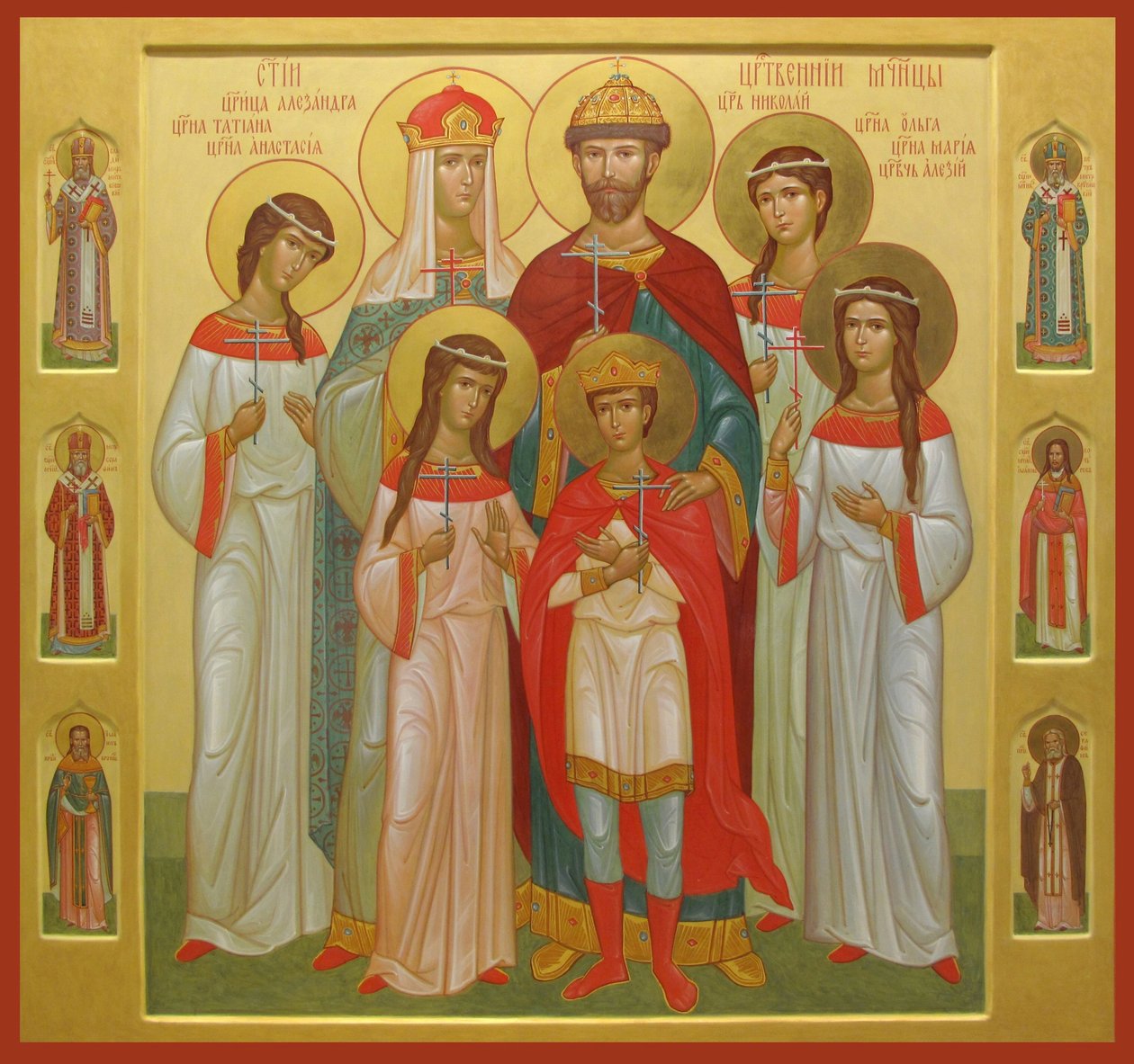 Zamordowana rodzina cara Mikołaja II (tempera na drewnie) autorstwa Workshop of the Trinity Lavra of St. Sergius
