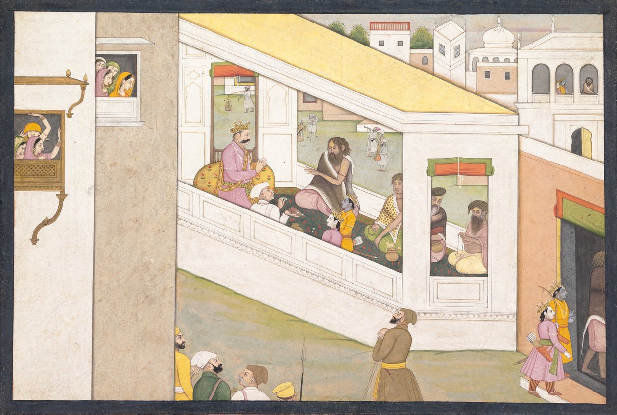 Rama i Lakszmana jako chłopcy pomagają mędrcowi Wiśwamitrze: Folio z rozproszonego..., ca. 1780. autorstwa Workshop active in the First generation