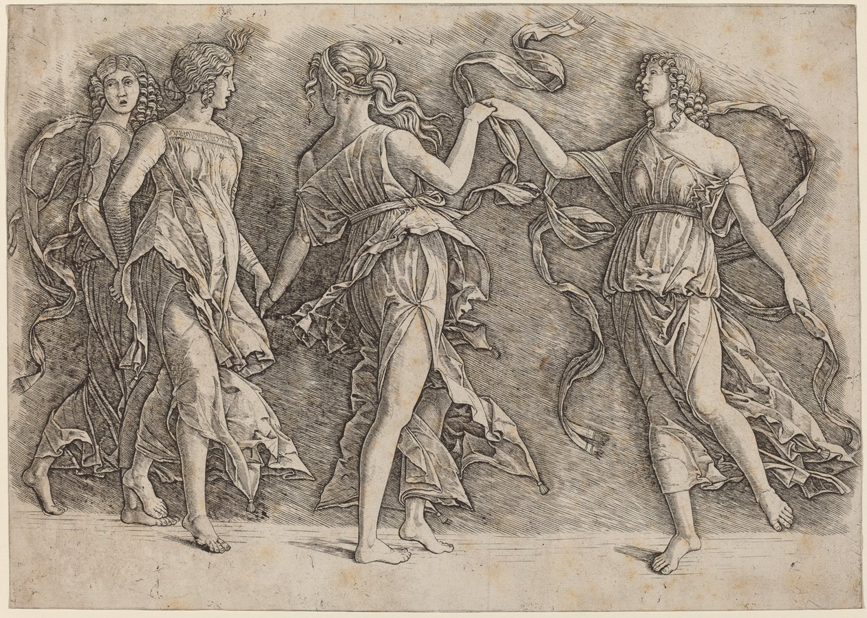 Cztery Tańczące Muzy autorstwa Workshop of Andrea Mantegna