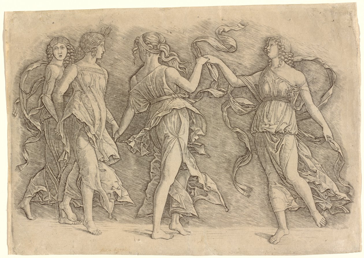 Cztery Tańczące Muzy autorstwa Workshop of Andrea Mantegna