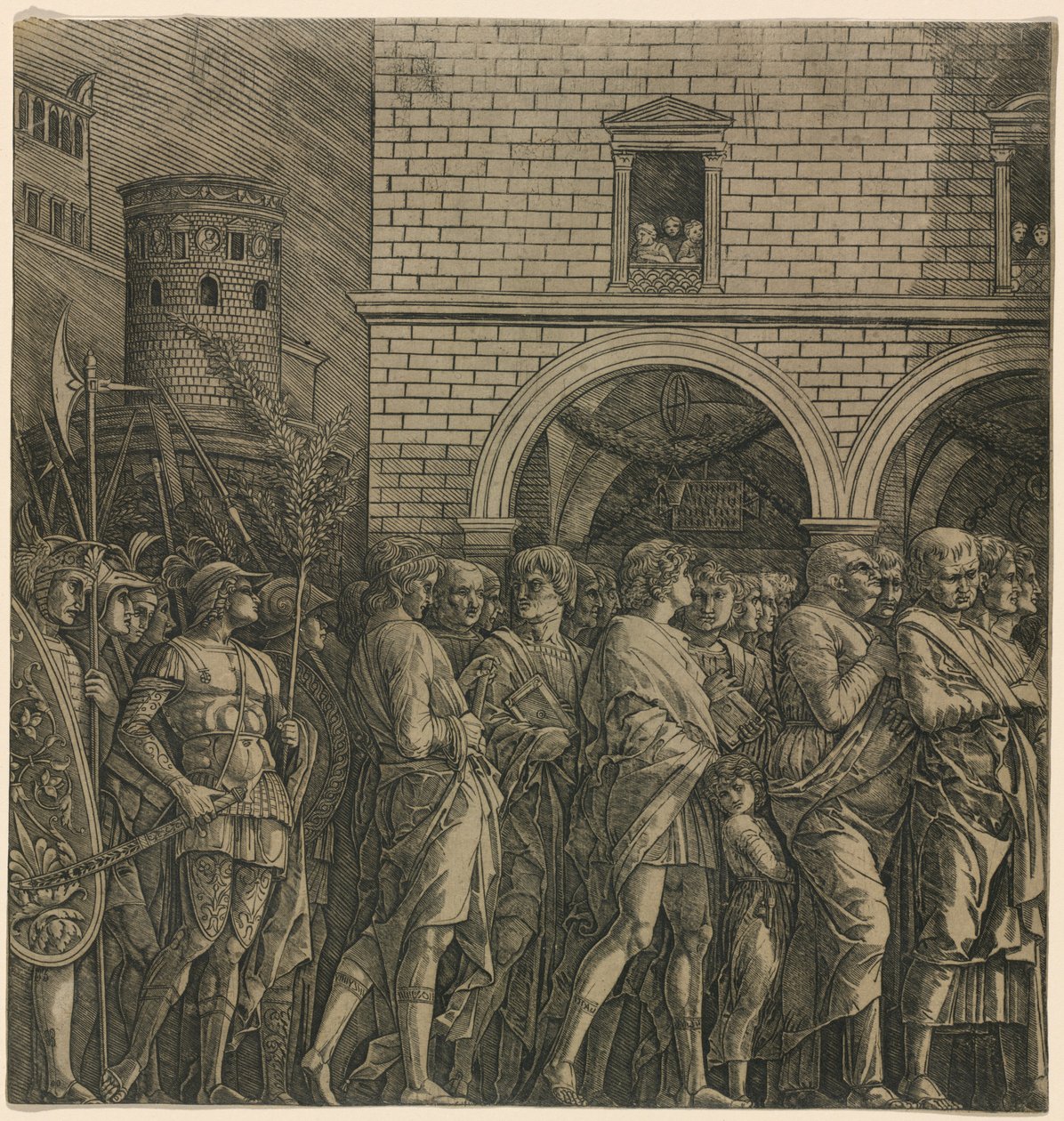 Triumf Cezara: Senatorowie autorstwa Workshop of Andrea Mantegna