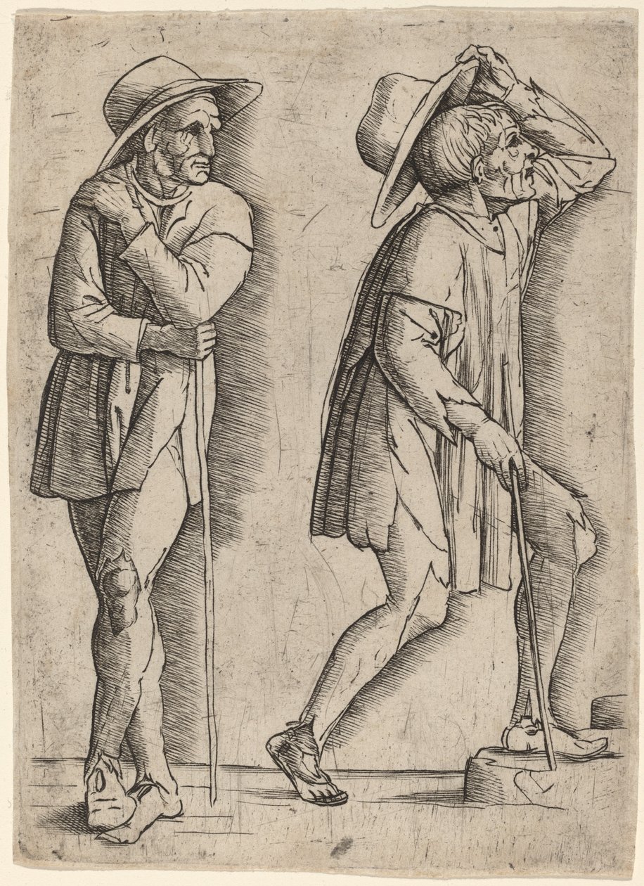 Dwóch chłopów autorstwa Workshop of Andrea Mantegna