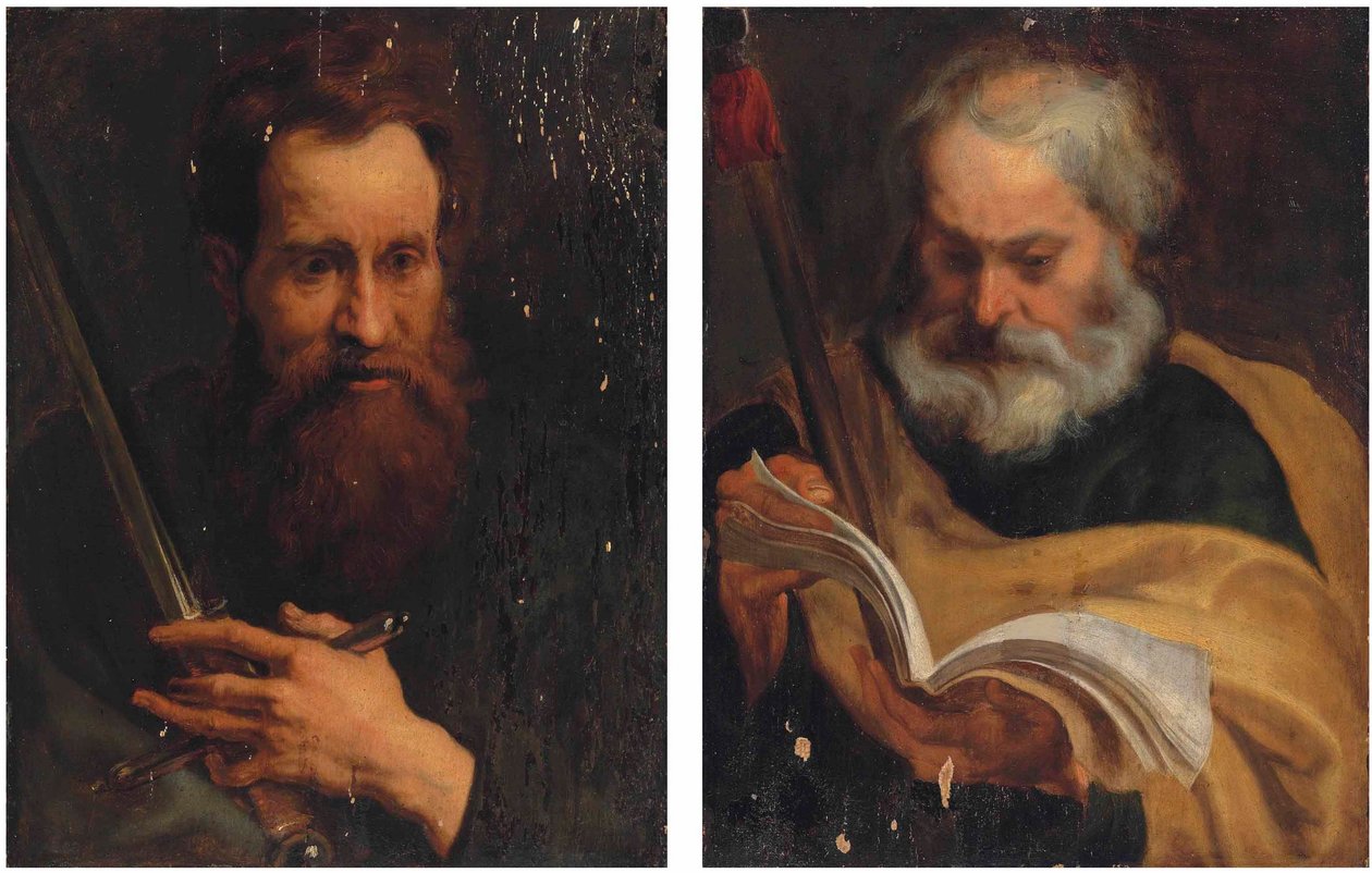 Wisiorki przedstawiające apostołów świętego Pawła i świętego Tomasza autorstwa Workshop of Anthony van Dyck