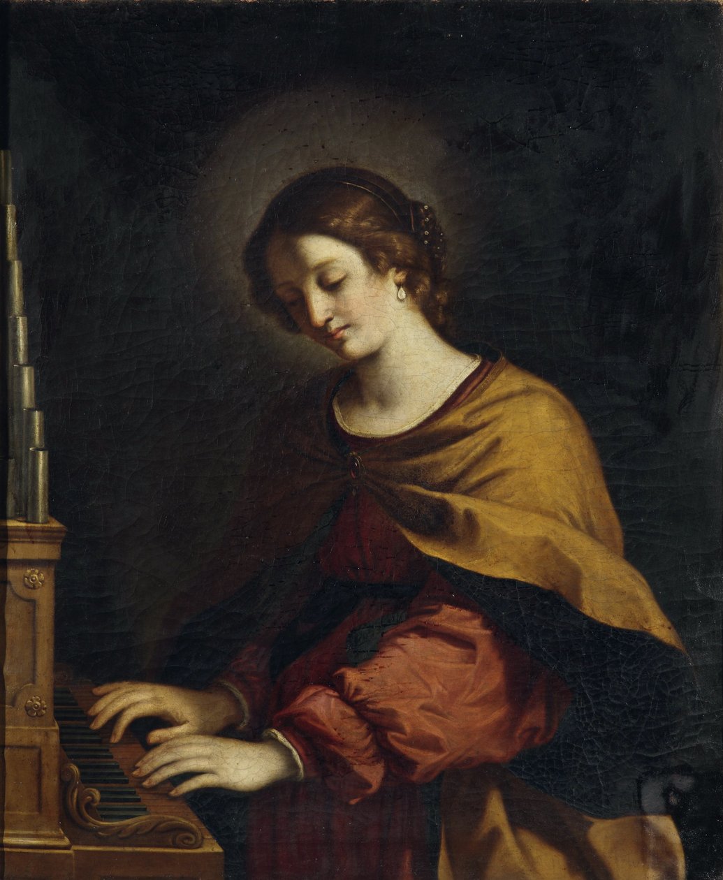 Święta Cecylia jako organistka autorstwa Workshop of Guercino