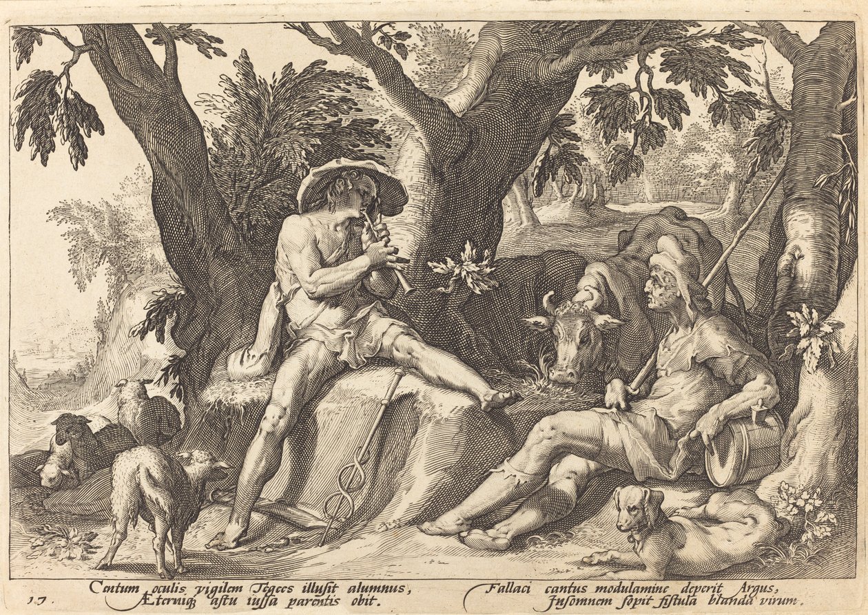 Merkury usypia Argusa autorstwa Workshop of Hendrick Goltzius, after Hendrick Goltzius