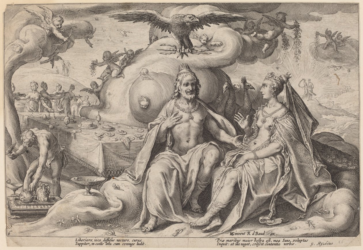 Spór między Jowiszem a Juno autorstwa Workshop of Hendrick Goltzius, after Hendrick Goltzius