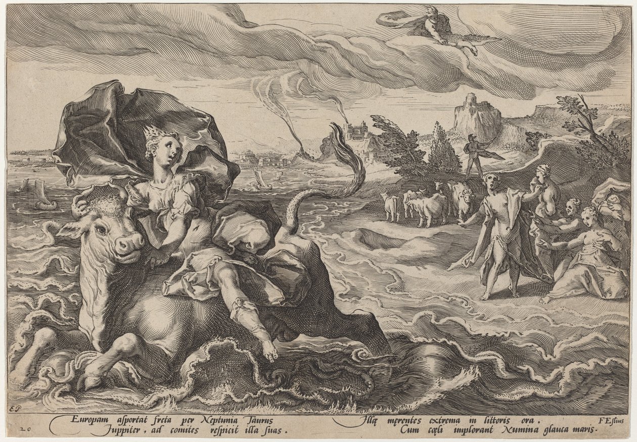 Gwałt Europy autorstwa Workshop of Hendrick Goltzius, after Hendrick Goltzius