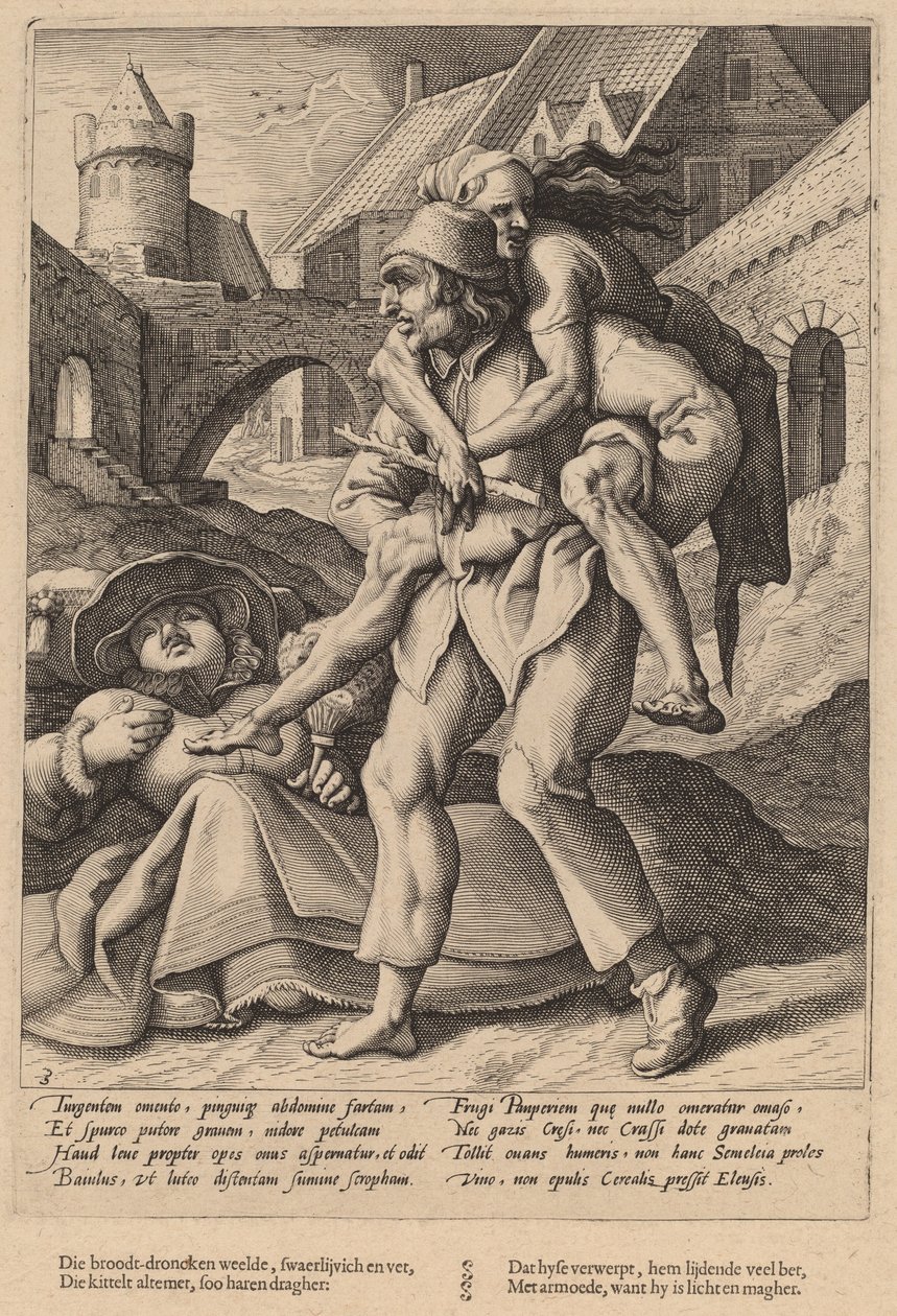 Ubóstwo jest łatwiejsze do zniesienia niż luksus autorstwa Workshop of Hendrick Goltzius, after Karel van Mander I