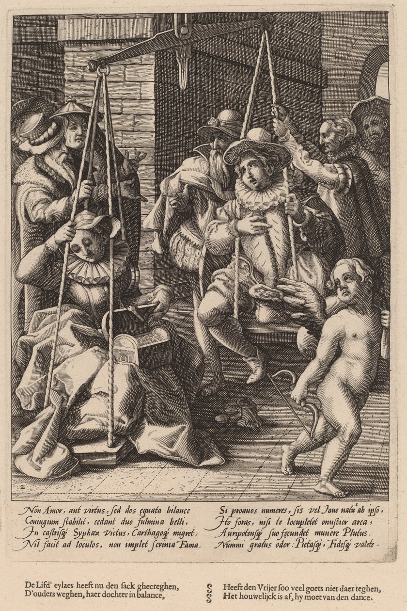 Wagi małżeństwa autorstwa Workshop of Hendrick Goltzius, after Karel van Mander I
