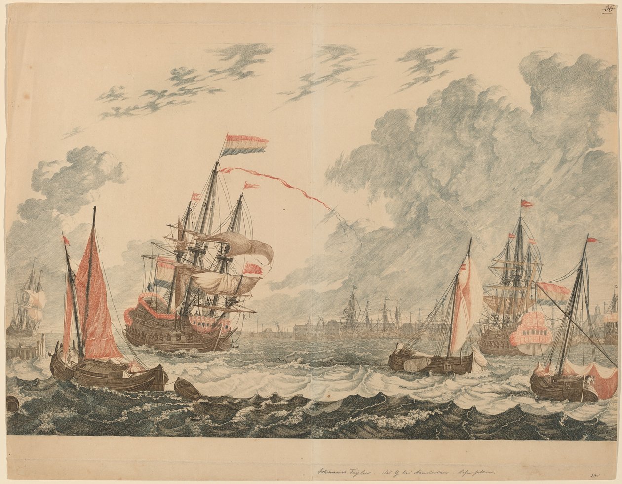 Rzeka IJ w Amsterdamie autorstwa Workshop of Johann Teyler after Jan van Call
