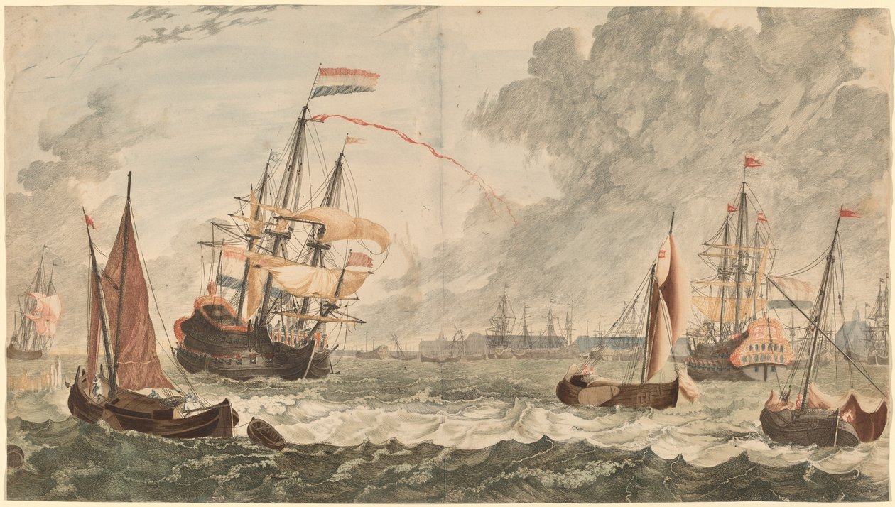 Rzeka IJ w Amsterdamie autorstwa Workshop of Johann Teyler after Jan van Call