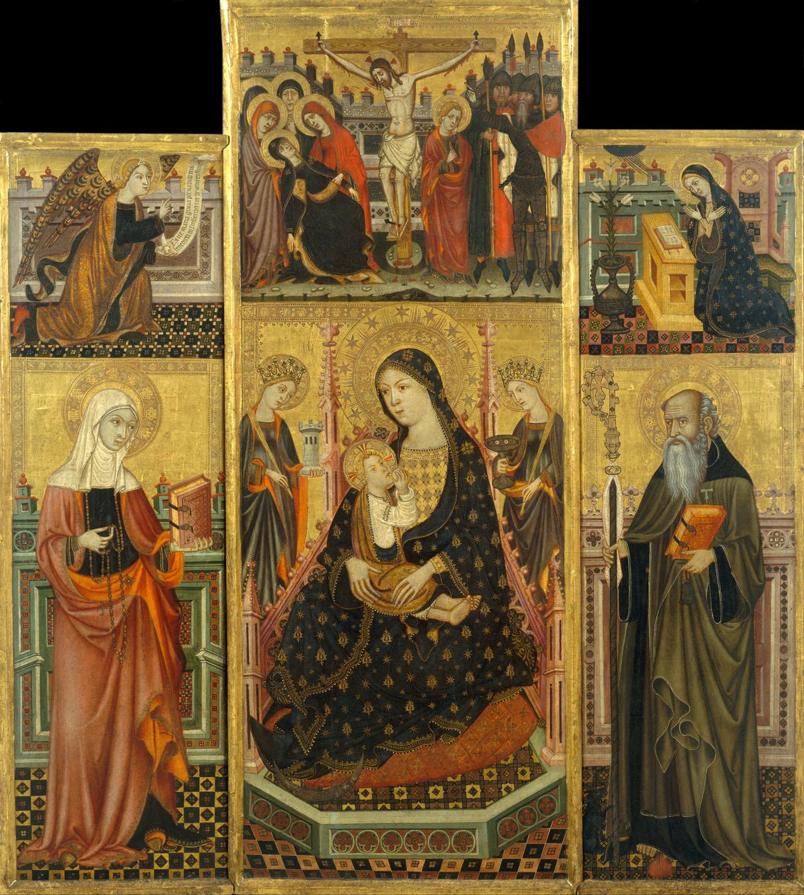 Ołtarz Matki Boskiej karmiącej Dzieciątko, św. Klary i św. Antoniego Opata autorstwa Workshop of Llorenç Saragossa
