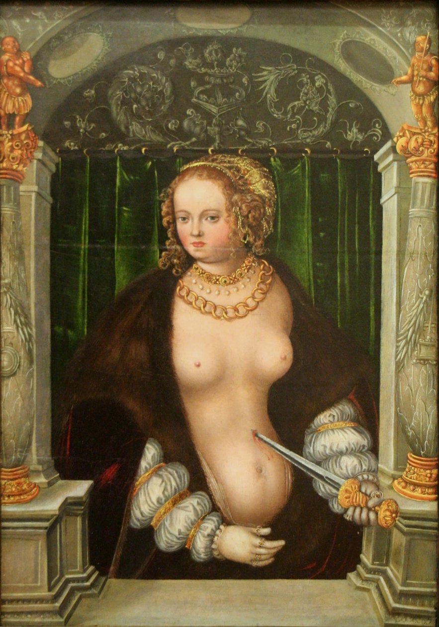 Holenderski: Samobójstwo Lukrecji Samobójstwo Lukrecji autorstwa workshop of Lucas Cranach the Elder
