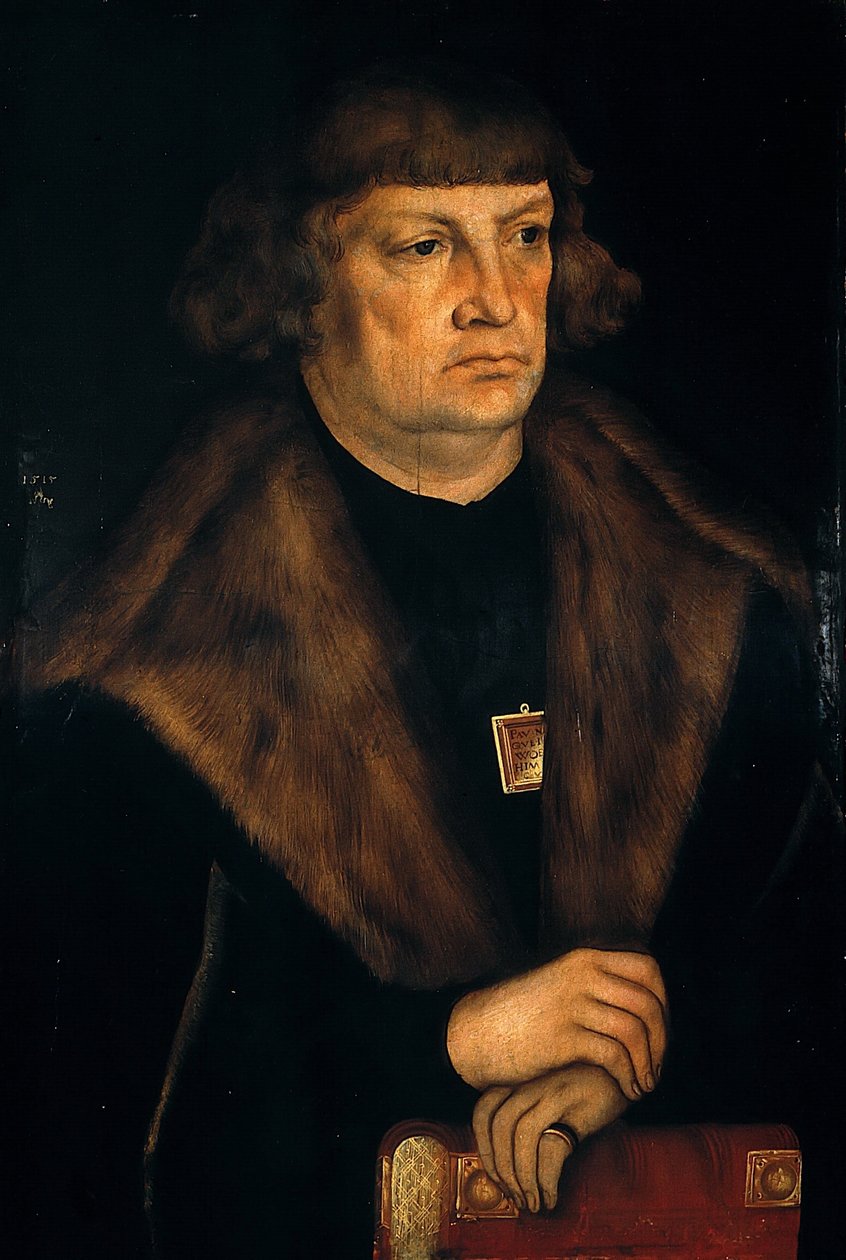 niemiecki: Bildnis eines Bürgermeisters von Weißenfels Portret burmistrza Weißenfels autorstwa workshop of Lucas Cranach the Elder