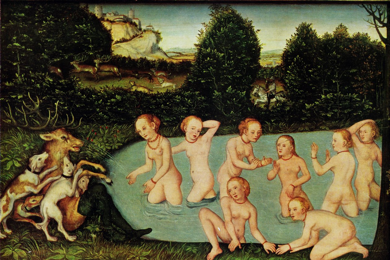 Niemiecki: Diana und Aktäon Diana i Actaeon autorstwa workshop of Lucas Cranach the Elder