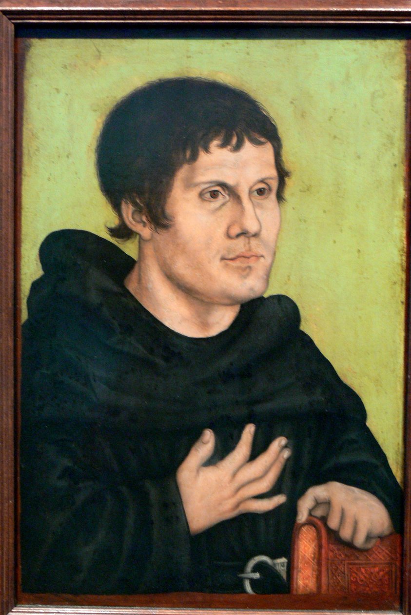 Posthumes Bildnis Martin Luthers (1483-1546) als Augustinermönch Pośmiertny portret Marcina Lutra jako mnicha augustiańskiego autorstwa workshop of Lucas Cranach the Elder