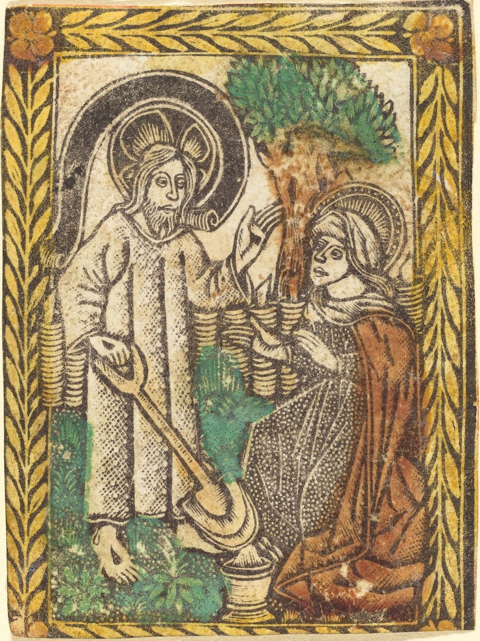 Chrystus ukazujący się Magdalenie jako Gardner autorstwa Workshop of Master of the Borders with