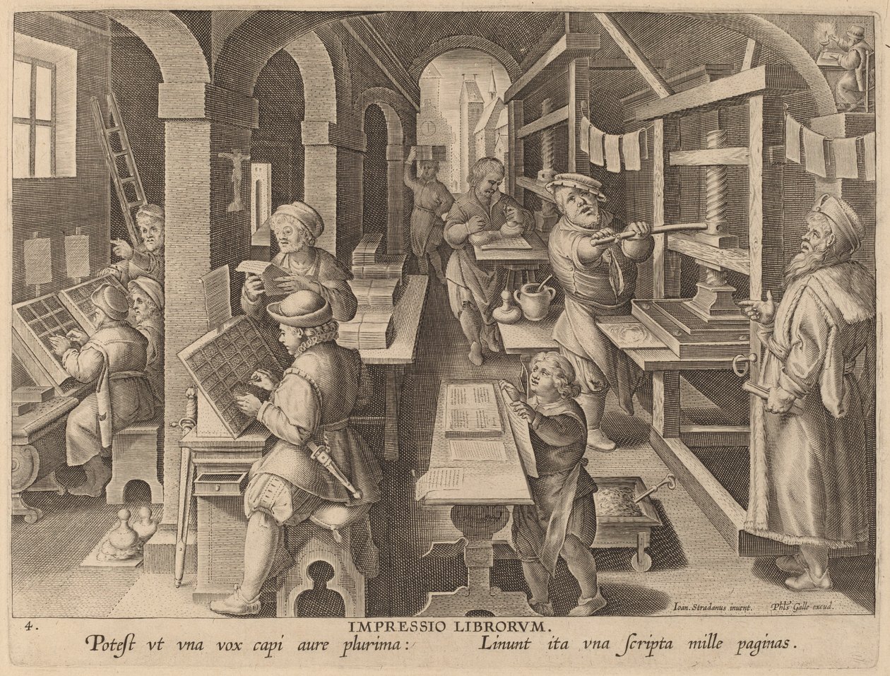 Drukowanie książek autorstwa Workshop of Philip Galle after Jan van der Straet