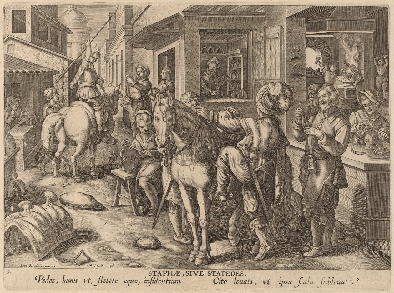 Staphae, Sive Stapedes (strzemiona lub podnóżki) autorstwa Workshop of Philip Galle after Jan van der Straet
