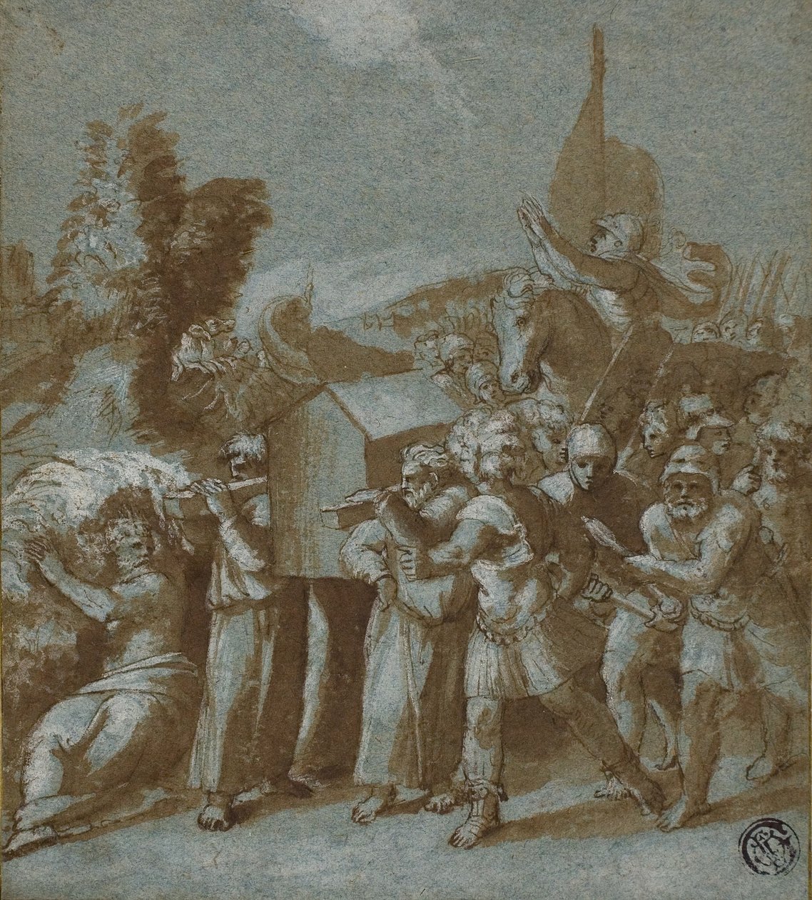 Jozue i Izraelici przekraczający Jordan autorstwa Workshop of Raphael