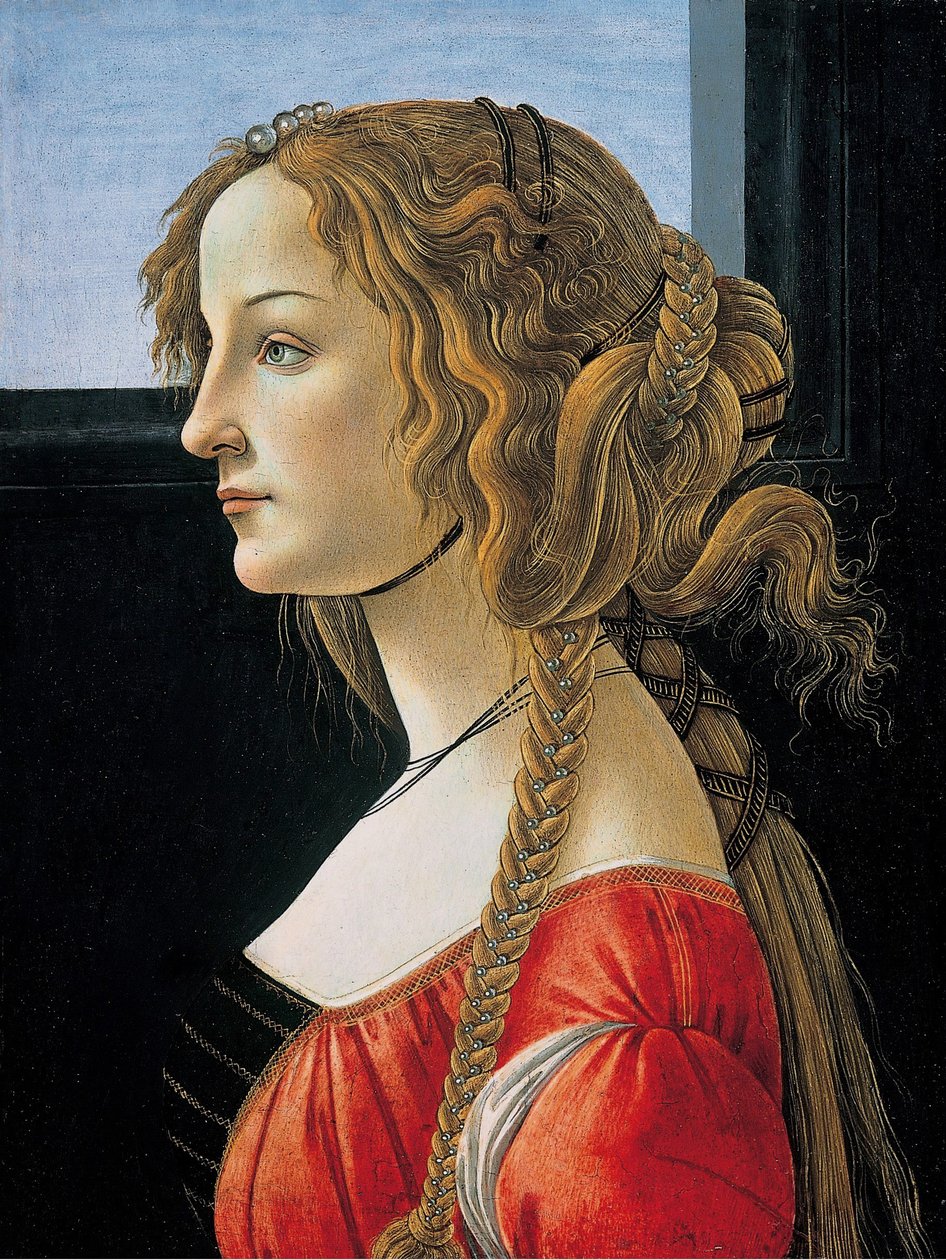 Portret profilowy młodej kobiety, prawdopodobnie Simonetta autorstwa Workshop of Sandro Botticelli