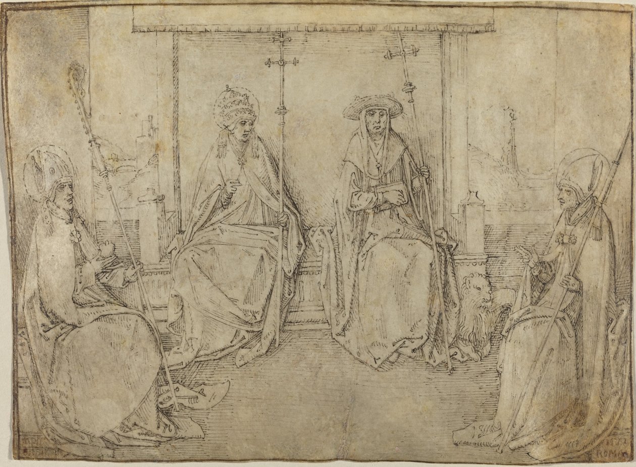 Czterej łacińscy Ojcowie Kościoła autorstwa Workshop of Valentijn van Orley