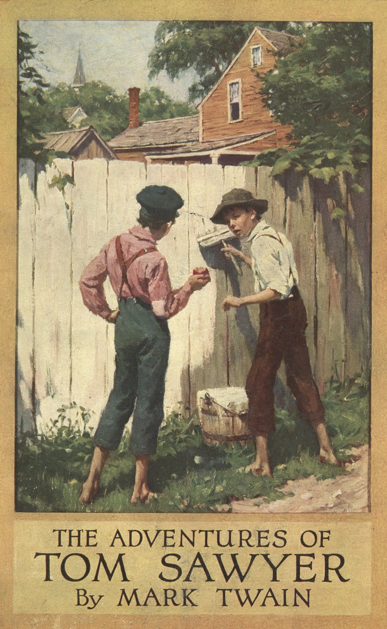 Obwoluta do Przygody Toma Sawyera Marka Twaina (1835 - 1910), wyd. 1910 (kolor lito) autorstwa Worth Brehm
