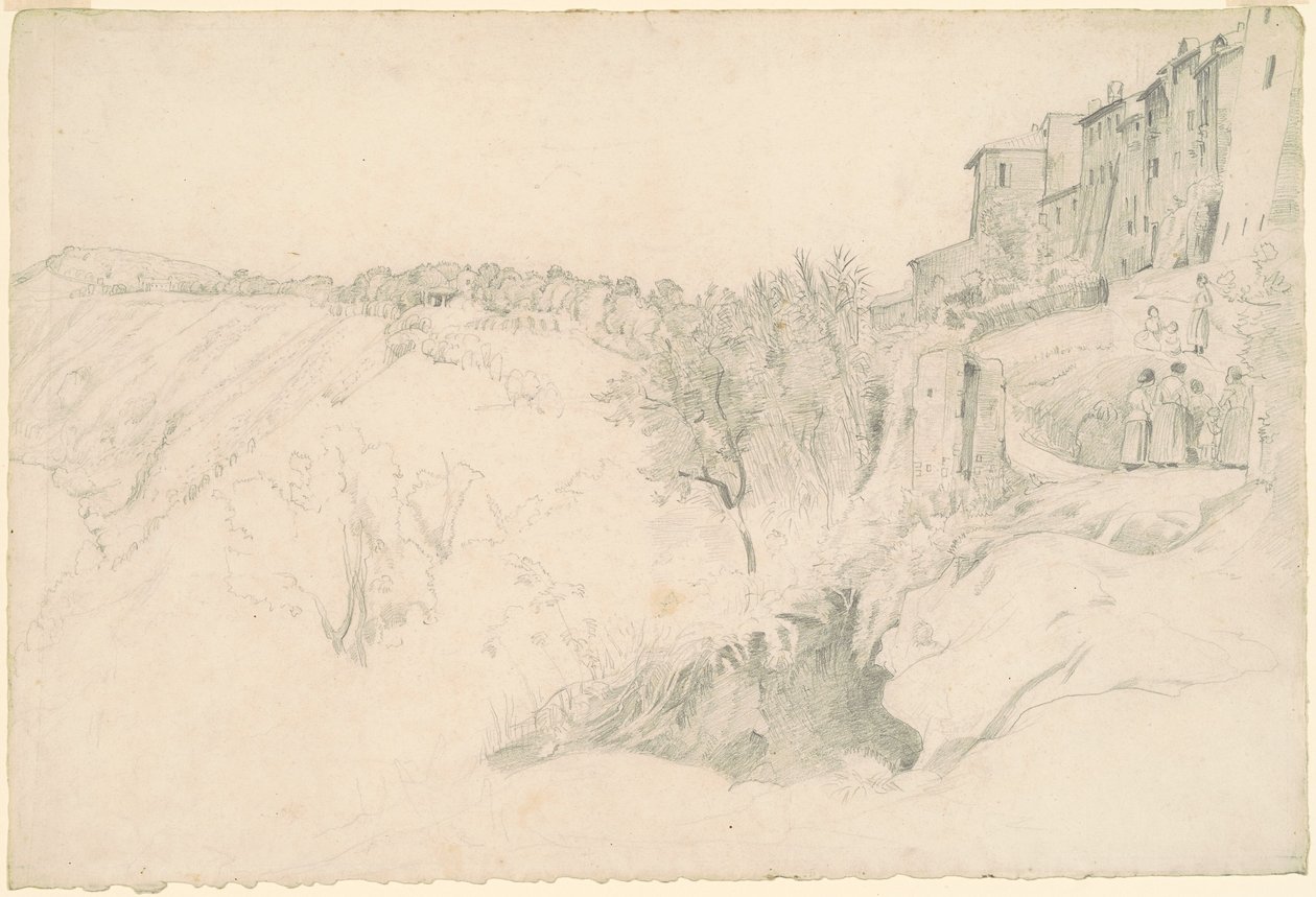 Wzgórze z domami i figurami autorstwa Worthington Whittredge
