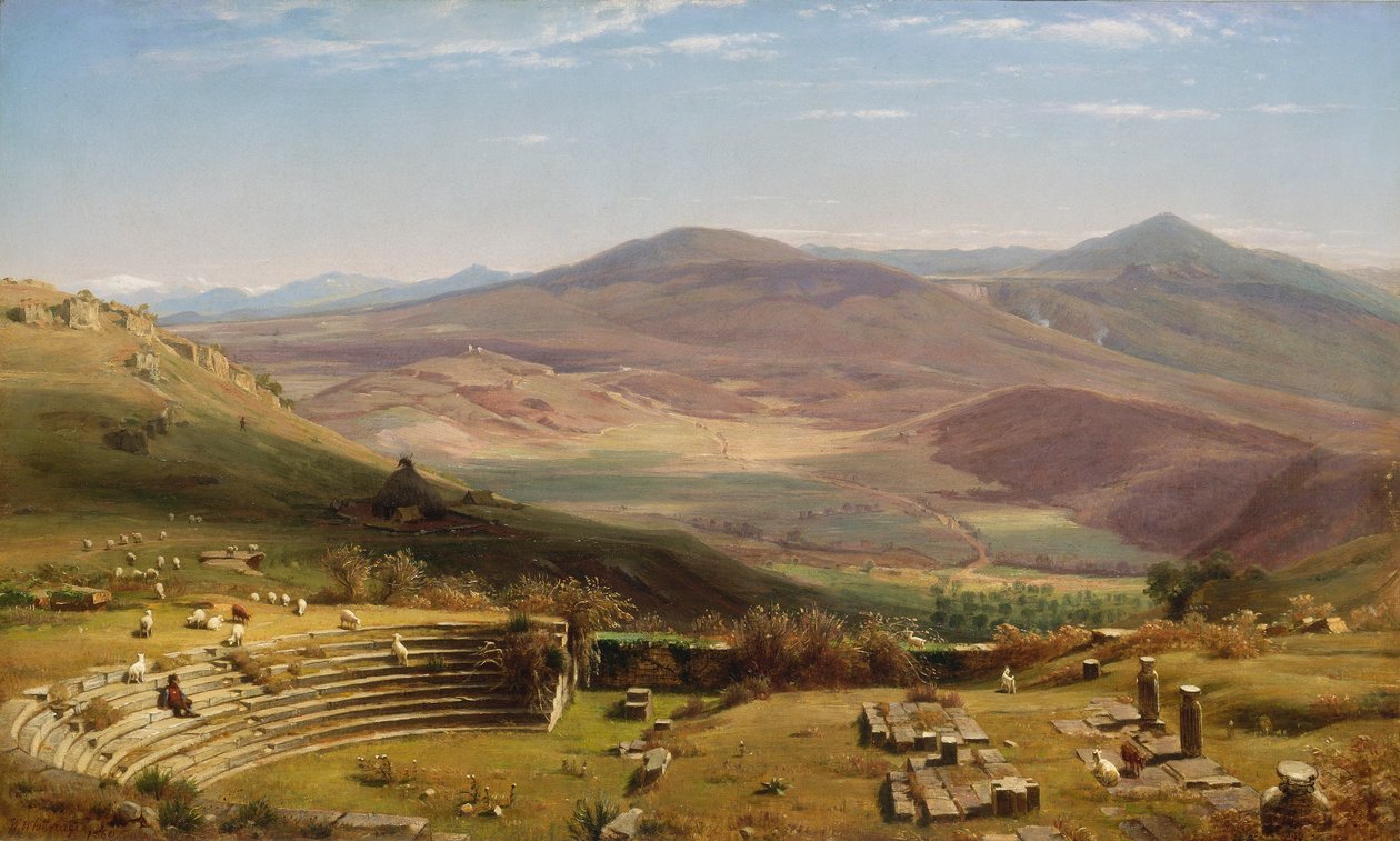 Amfiteatr w Tusculum i góry Albano, Rzym autorstwa Worthington Whittredge