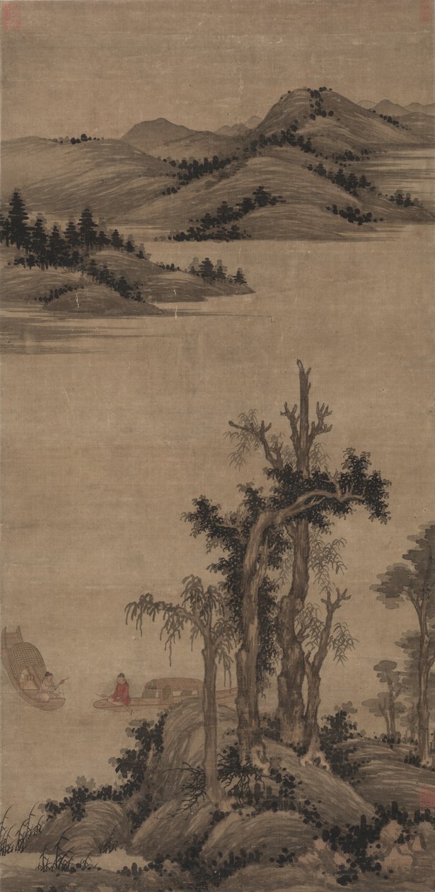 Rybacy-Pustelnicy w Strumieniu i Górze, 1300s. autorstwa Wu Zhen