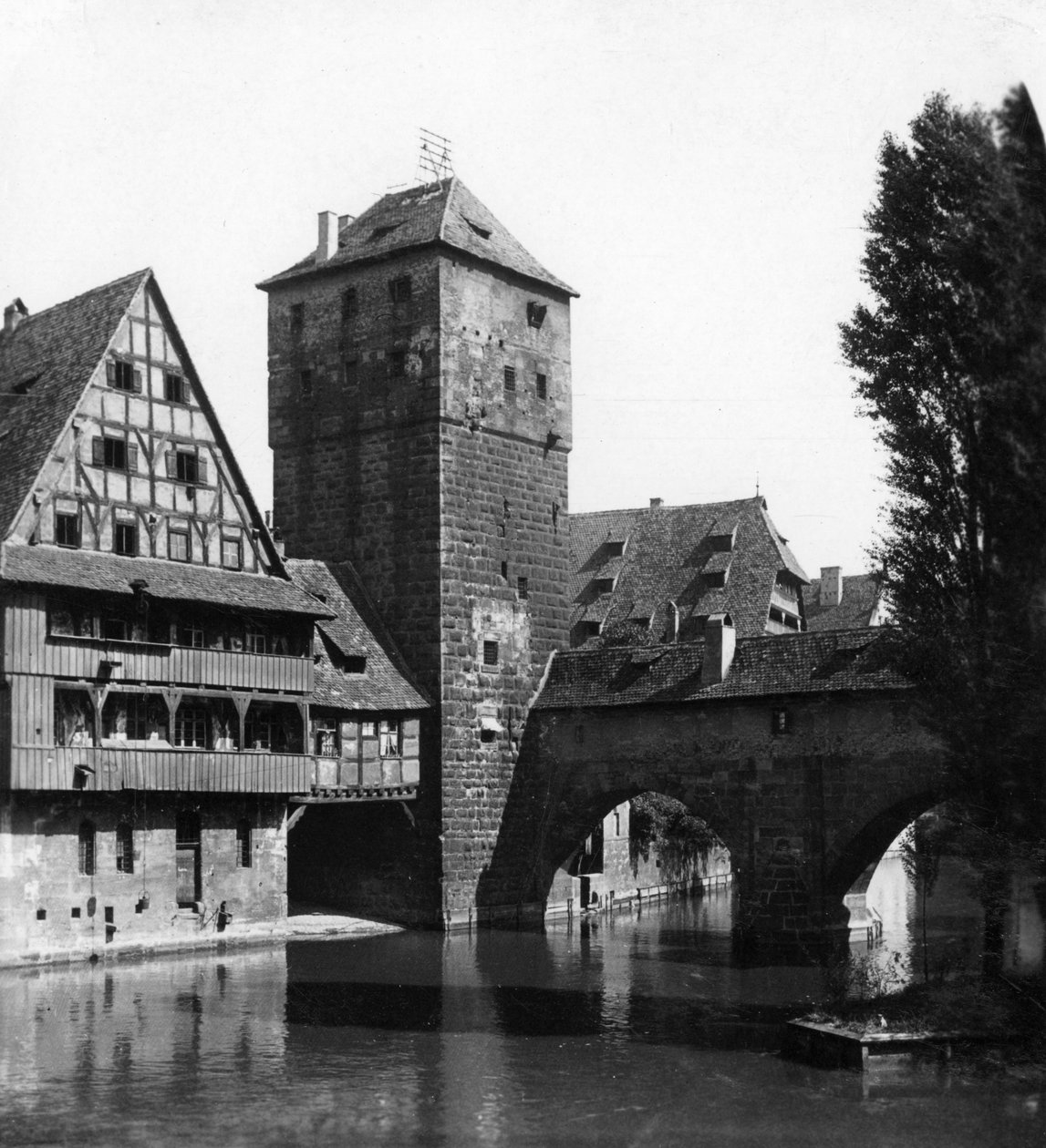 Henkersteg Most Wisielców, Norymberga, Bawaria, Niemcy, ok. 1900. autorstwa Wurthle and Sons