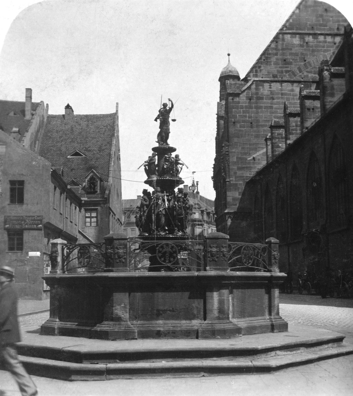 Tugendbrunnen, Norymberga, Bawaria, Niemcy, ok. 1900 autorstwa Wurthle and Sons