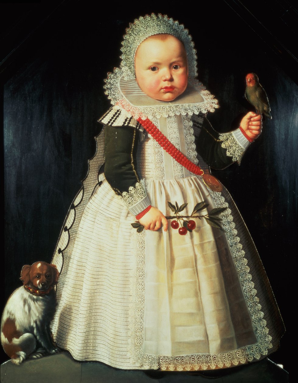 Portret młodego chłopca trzymającego papugę autorstwa Wybrand Simonsz. de Geest
