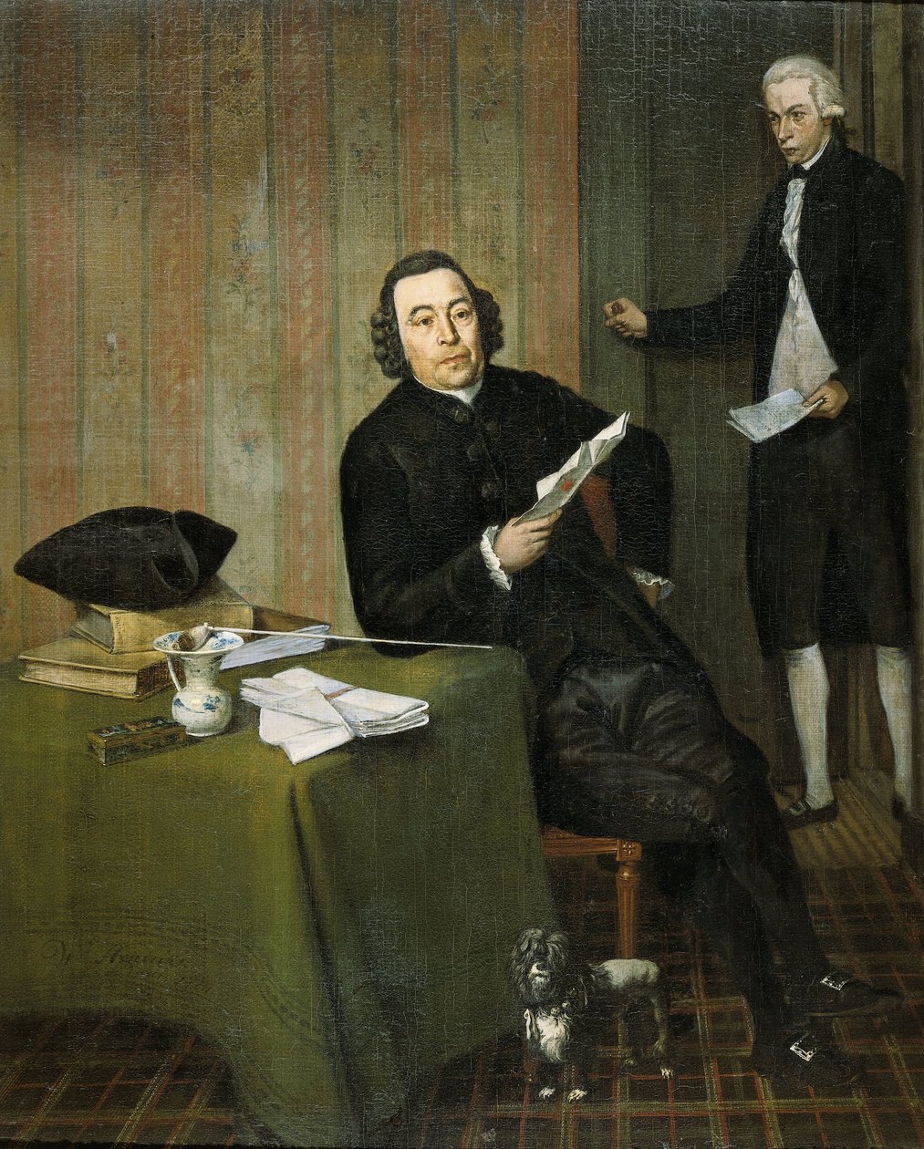 Wernerus Köhne (1725/26-88), notariusz z Haarlemu, ze swoim urzędnikiem Janem Boschem autorstwa Wybrand Hendriks