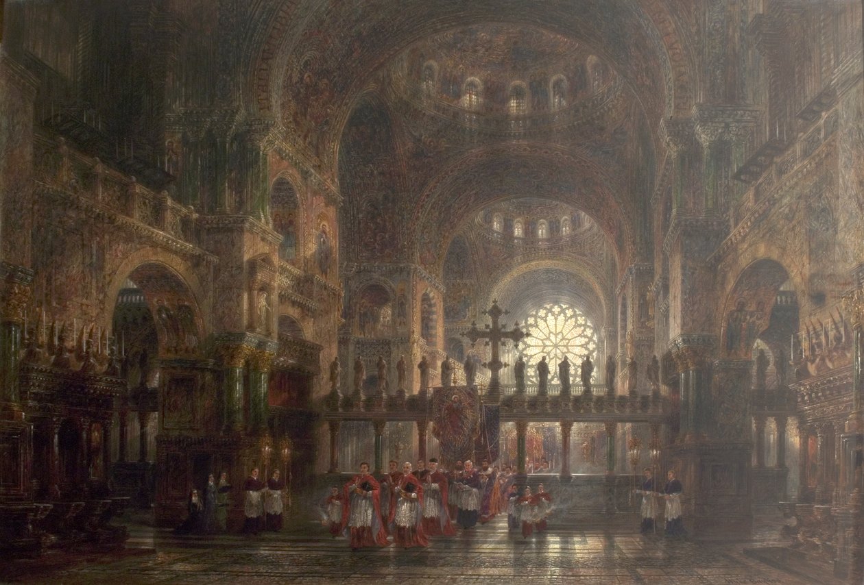 Wnętrze Bazyliki Świętego Marka, Wenecja, Włochy, 1877 autorstwa Wyke Bayliss