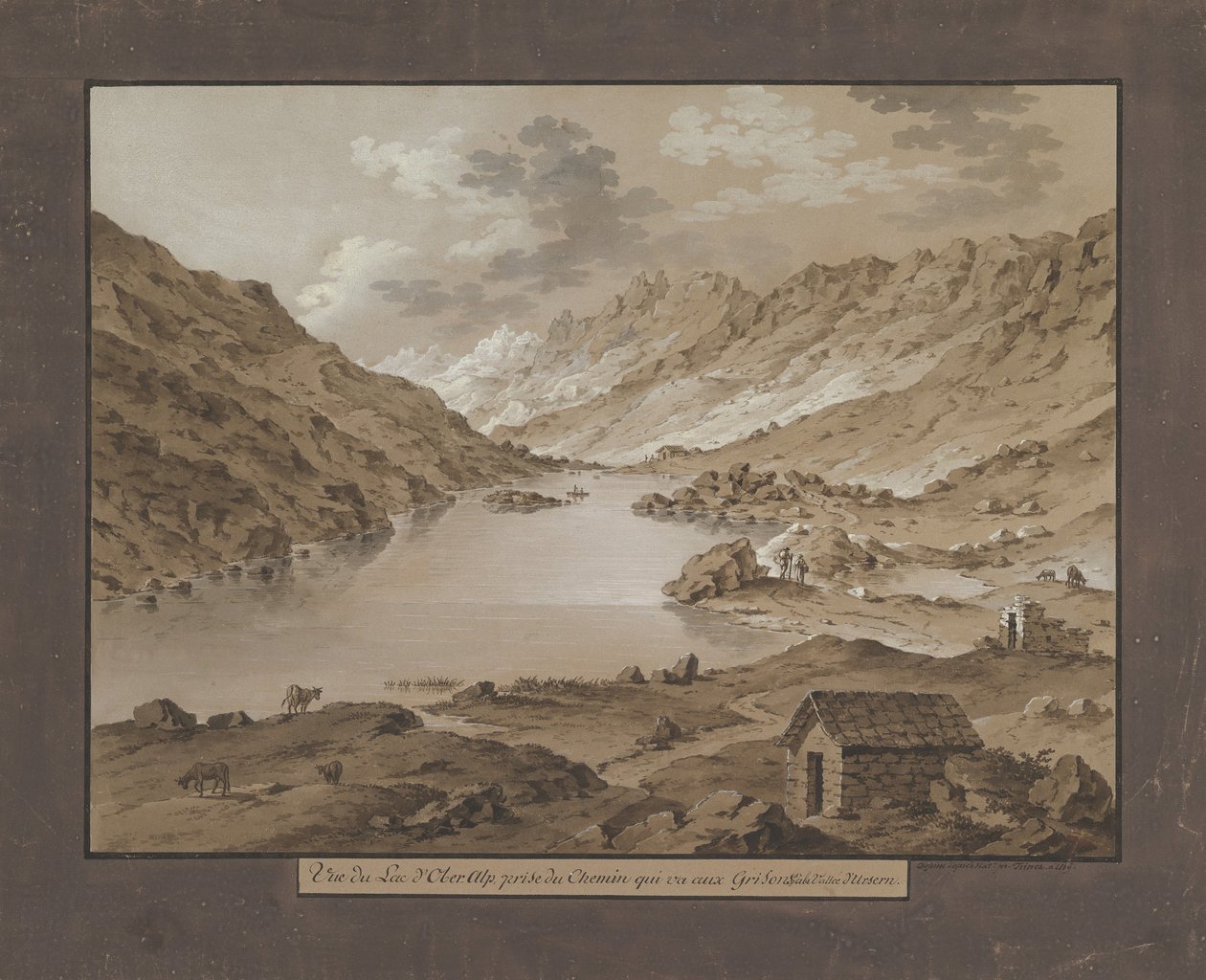 Widok na jezioro Oberalp, koniec XVIII-XIX wieku. autorstwa Xaver Triner