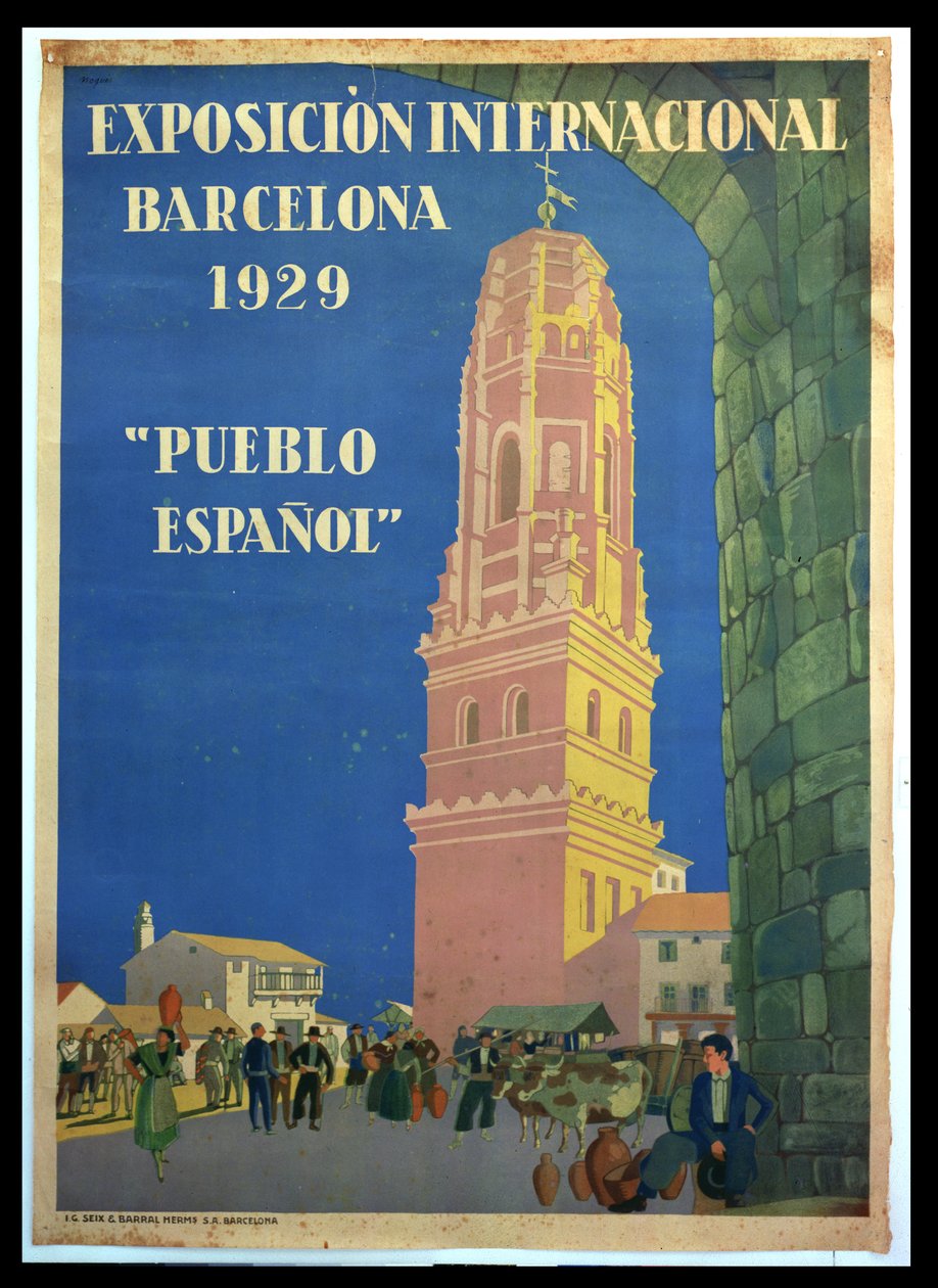 Plakat reklamujący Międzynarodową Wystawę w Barcelonie, 1929 autorstwa Xavier Nogues