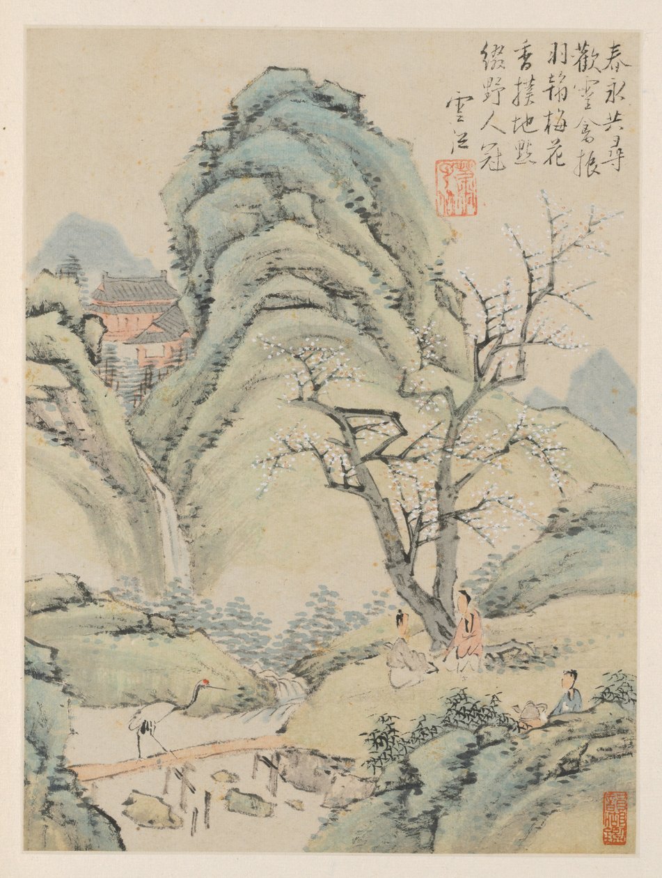 Album Pejzaży Sezonowych, Karta A, poprzednia karta 4, 1668. autorstwa Xiao Yuncong