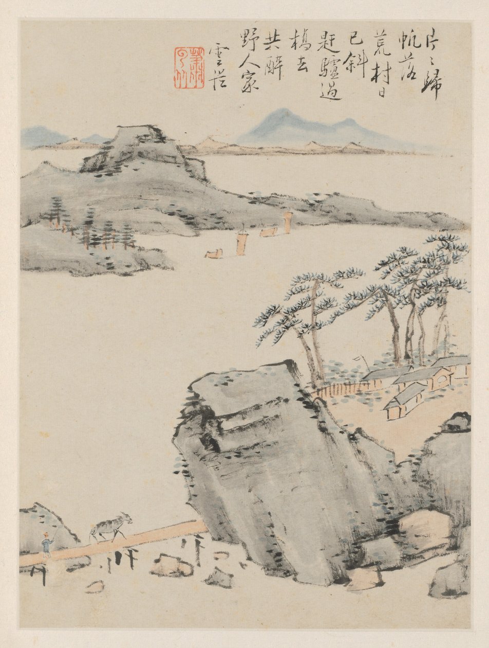 Album pejzaży sezonowych, karta C poprzednia karta 6, 1668. autorstwa Xiao Yuncong