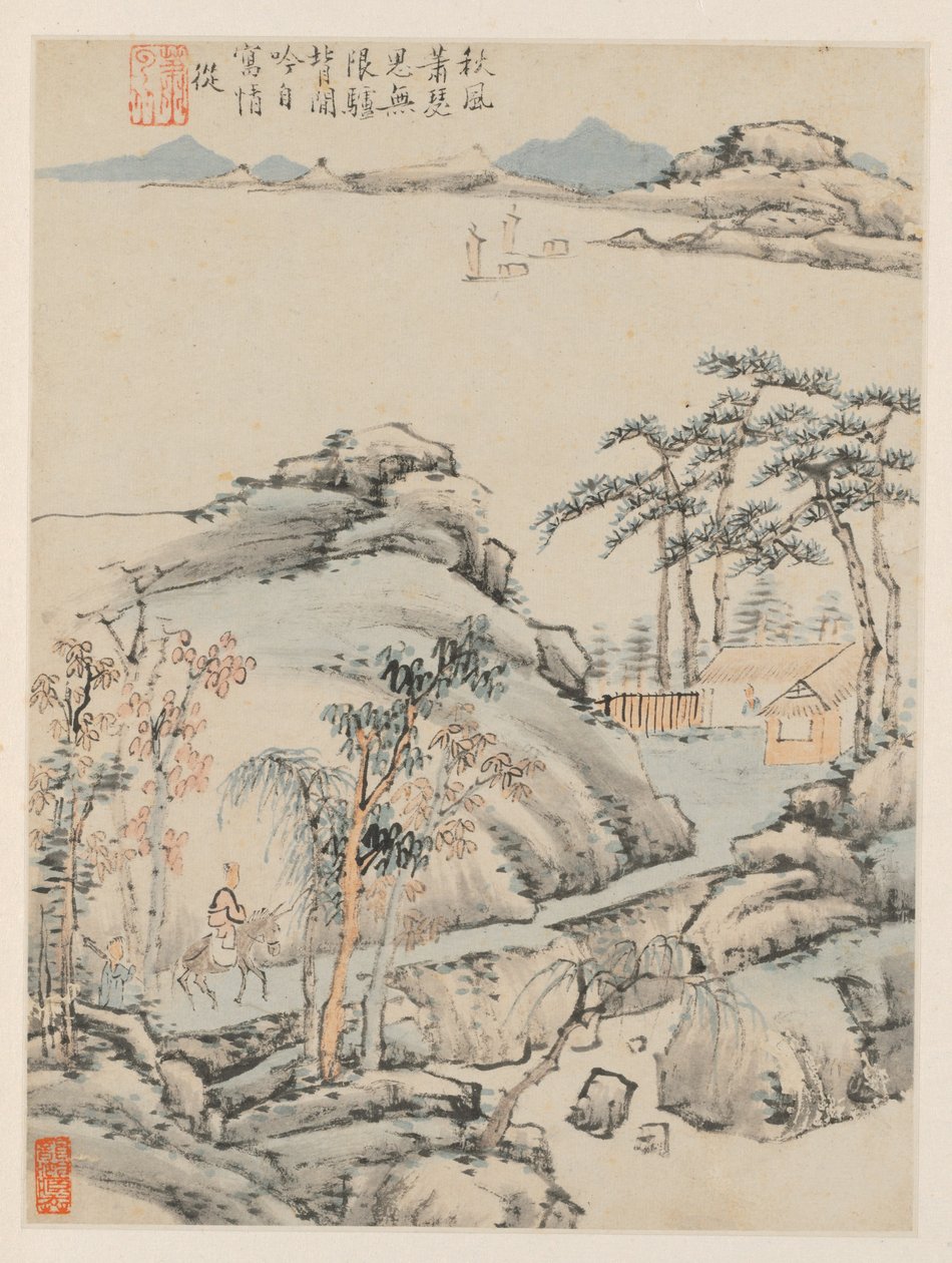 Album pejzaży sezonowych, karta F poprzednia karta 5, 1668. autorstwa Xiao Yuncong